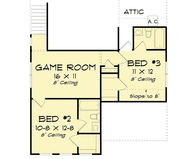Plan 52299WM: 3-Bed Home Plan with Upstairs Game Room - Floor Plan - 2nd Floor - Cottage, Country, Farmhouse, Traditional