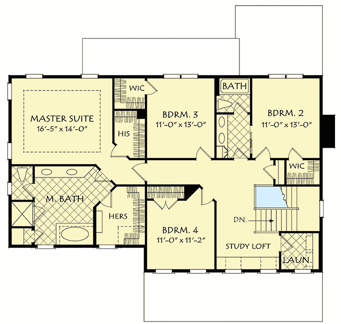 Plan 710236BTZ: Two-Story House Plan with Inviting Front Porch - Floor Plan - 2nd Floor - Country, Traditional