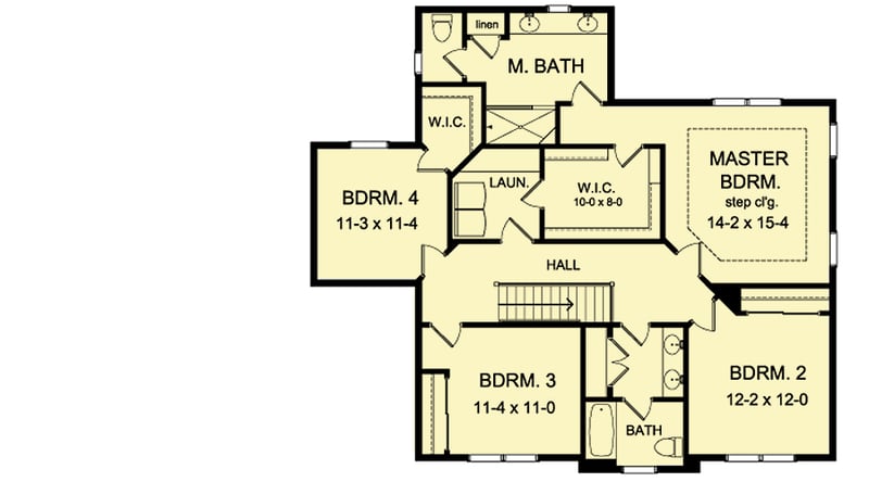 Plan 790067GLV: Two-Story New American House Plan with Open Floor Plan - 2599 Sq Ft - Floor Plan - 2nd Floor - Country, New American, Traditional
