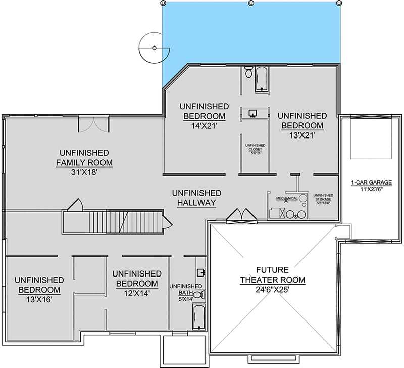 Plan 370009SEN: One-level Mountain Craftsman House Plan with Optional Lower Level - Floor Plan - Optional Lower Level - Country, Craftsman, Mountain, Northwest, Ranch