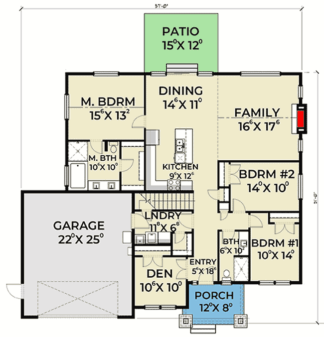 Plan 280043JWD: New American House Plan with Bonus Room above Garage - Floor Plan - Main Level - Country, Craftsman, New American, Northwest