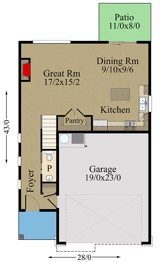 Plan 85310MS: 2-Story Modern Home Plan with All Bedrooms Upstairs - Floor Plan - Main Level - Modern, Northwest