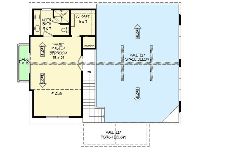 Plan 68622VR: Two-story Mountain Home Plan with Vaulted Master Loft - Floor Plan - 2nd Floor - Cottage, Country, Craftsman, Mountain, Rustic, Vacation