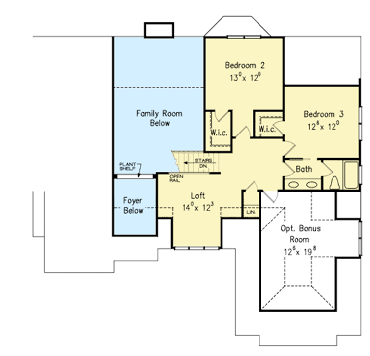 Plan 710259BTZ: Flexible Traditional Brick House Plan with 3 or 4 Beds - Floor Plan - 2nd Floor - Southern, Traditional