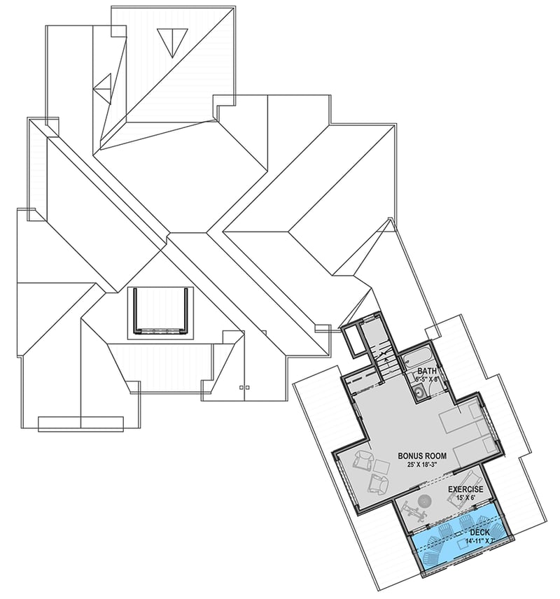 Plan 64474SC: Mountain Craftsman Home Plan with Optional Bonus Level - Floor Plan - Optional Bonus Level - Country, Craftsman, Mountain, New American, Rustic, Transitional