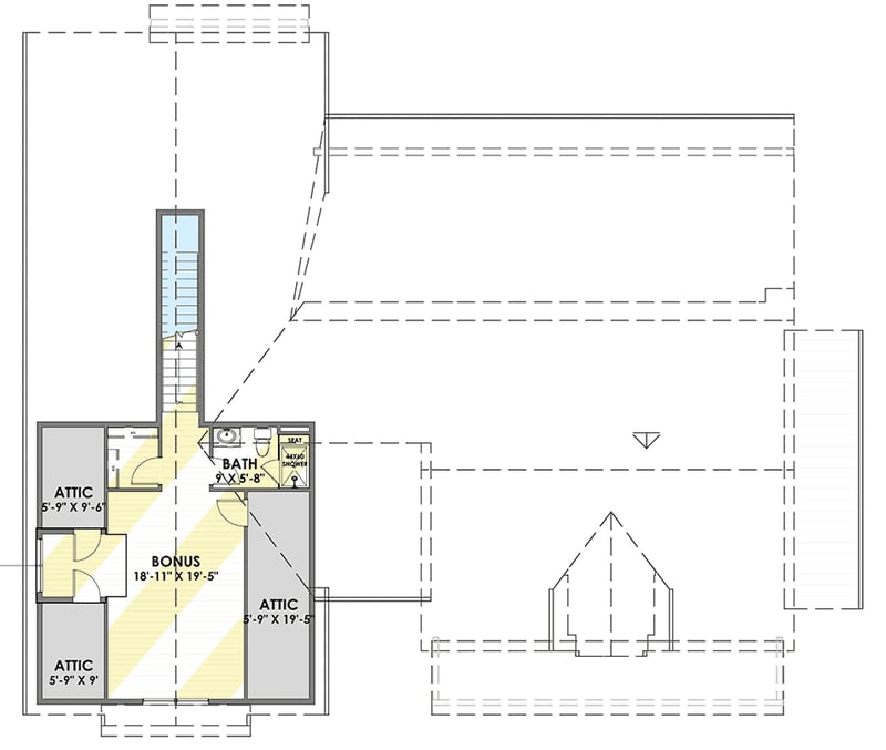 Plan 64471SC: Gorgeous Farmhouse Plan for a Rear-sloping Lot - Floor Plan - Optional Bonus Level - Cottage, Craftsman, Farmhouse, Modern Farmhouse