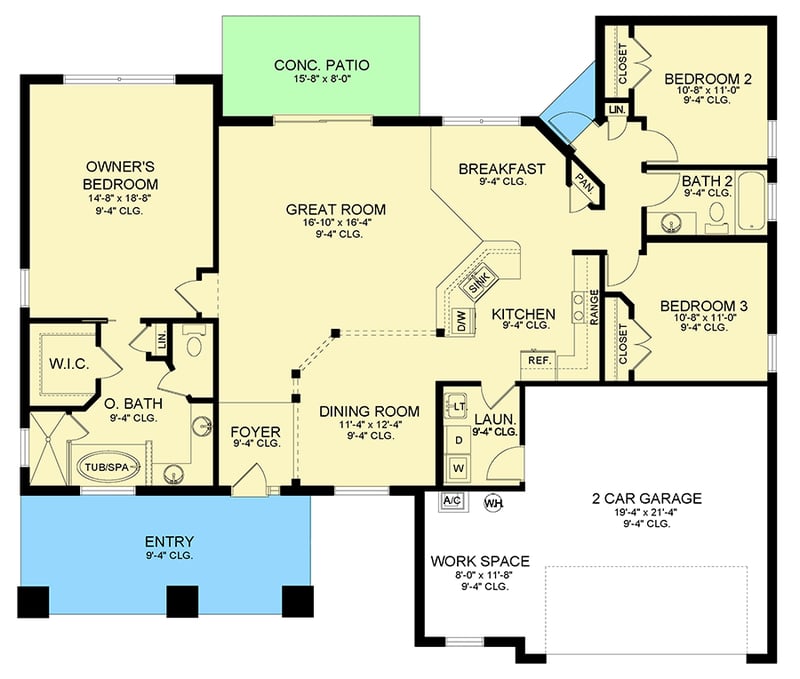 Plan 82269KA: 3-Bed Ranch House Plan with Open-concept Living - Floor Plan - Main Level - Ranch, Southern, Traditional