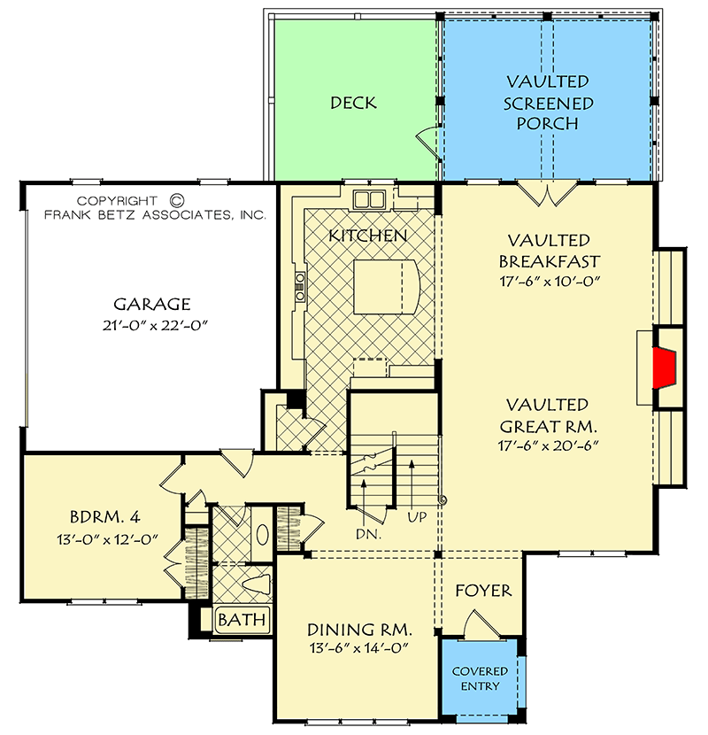 Plan 710282BTZ: 4-Bed Traditional Home Plan with Open Floor Plan - Floor Plan - Main Level - Southern, Traditional