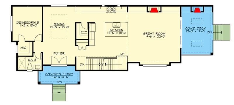 Plan 23817JD: Modern House Plan with Drive-Under Garage for the Shallow Lot - Floor Plan - Main Level - Contemporary, Modern, Northwest