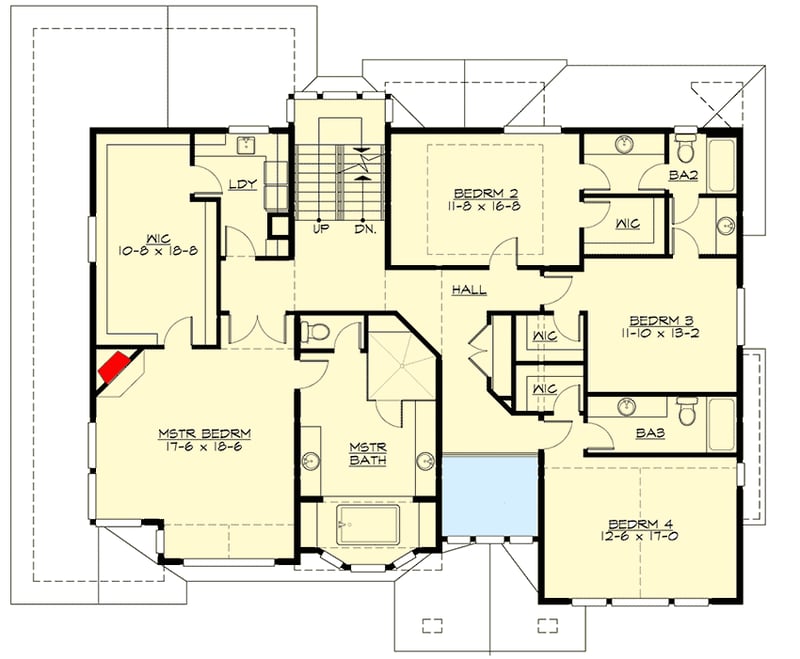 Plan 23829JD: 3-Story Home with Media / Playroom on Third Level - Floor Plan - 2nd Floor - Craftsman, New American, Northwest