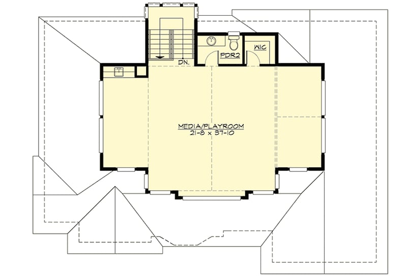Plan 23829JD: 3-Story Home with Media / Playroom on Third Level - Floor Plan - 3rd Floor - Craftsman, New American, Northwest