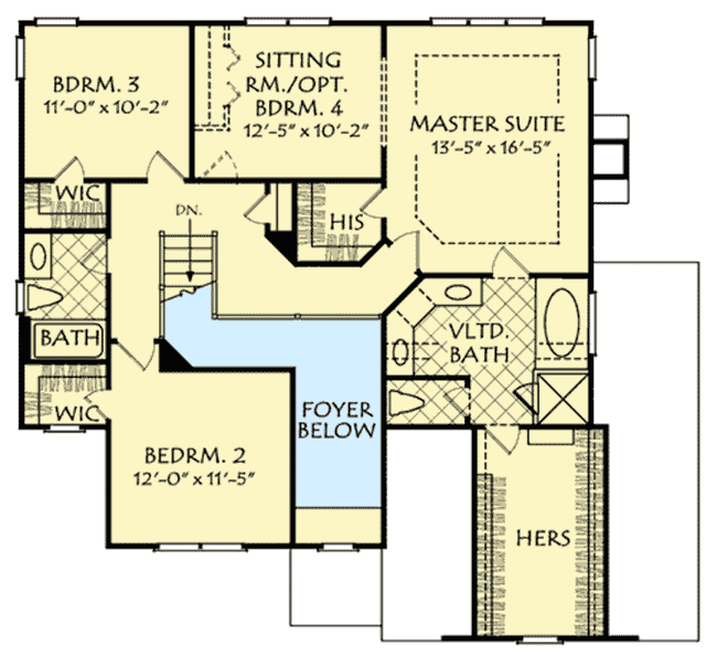 Plan 710302BTZ: 3 or 4 Bed European Style Home Plan with Large Walk-in Closet - Floor Plan - 2nd Floor - European, French Country
