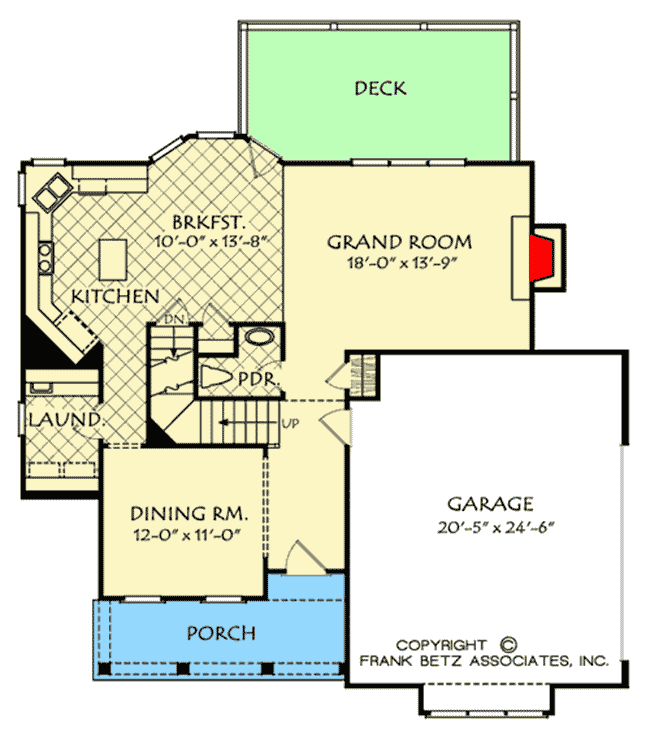 Plan 710303BTZ: 3 or 4 Bed Country Farmhouse with Second Floor Master - Floor Plan - Main Level - Country, Farmhouse