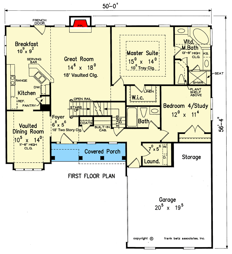 Plan 710304BTZ: Traditional House Plan with Up To 4 Bedrooms - Floor Plan - Main Level - Country, Traditional