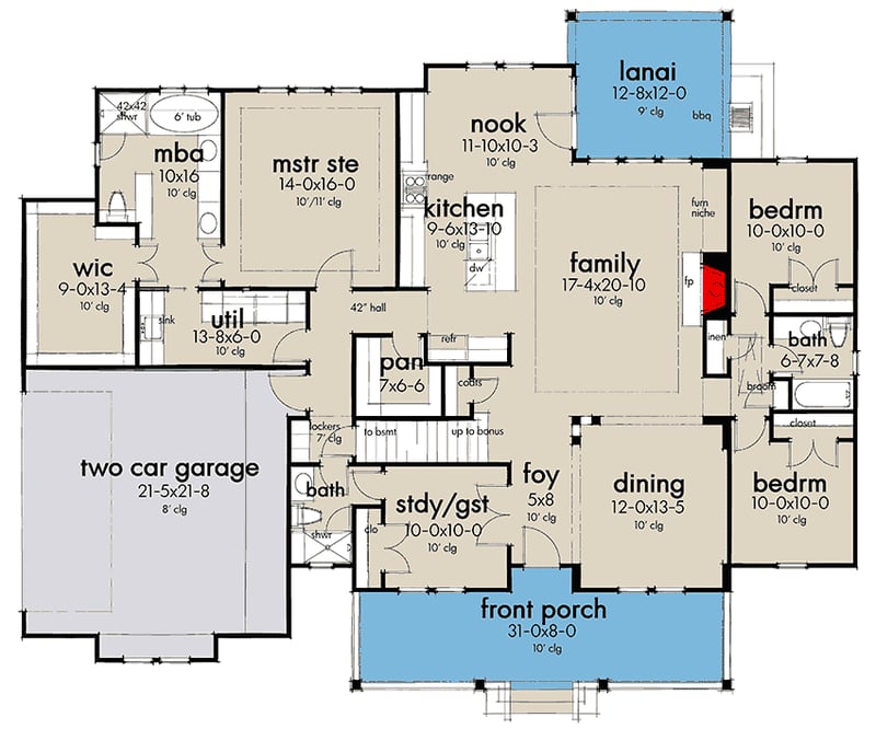 Plan 16913WG: Country Home Plan with Welcoming Front Porch and Bonus Expansion - Floor Plan - Main Level - Cottage, Country, Farmhouse, Hill Country, New American, Southern
