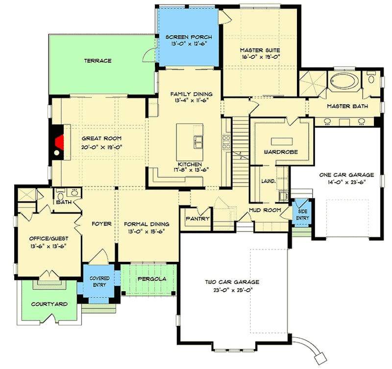 Plan 93133EL: Lavish Tudor-style House Plan with Optional Lower Level - Floor Plan - Main Level - European, Tudor