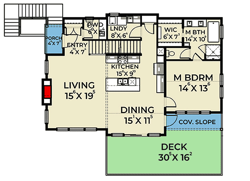Plan 280058JWD: Contemporary House Plan with Loft and a Drive-Under Garage - Floor Plan - Main Level - Contemporary, Modern, Northwest