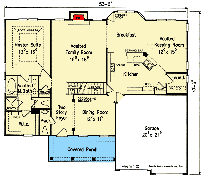 Plan 710312BTZ: 3-Bed Traditional House Plan with Bonus Room Upstairs - Floor Plan - Main Level - Southern, Traditional