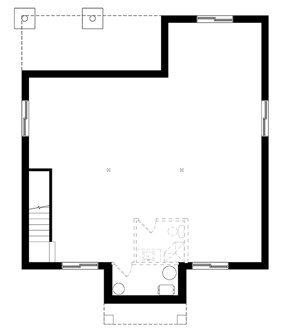 Plan 22555DR: 2-Bed Craftsman Plan with Rear Covered Porch - Floor Plan - Lower Level - Contemporary, Country, Craftsman, Northwest