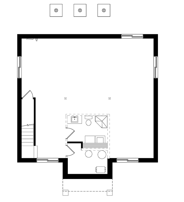 Plan 22556DR: 2-Bed Craftsman Home with Open Floor Plan - Floor Plan - Lower Level - Country, Craftsman, Mountain, Northwest, Ranch