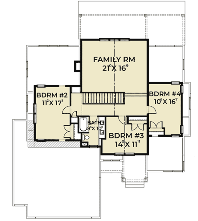 Plan 280064JWD: Two-story New American House Plan with Second Floor Family Room - Floor Plan - 2nd Floor - Craftsman, Modern Farmhouse, New American, Northwest