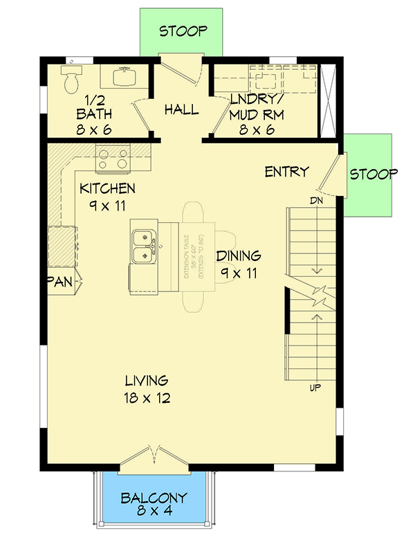 Plan 68637VR: Minimalist House Plan for a Front-to-Back Sloping Lot - Floor Plan - Main Level - Contemporary, Modern