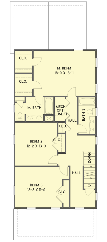 Plan 31561GF: 3-Story Farmhouse Plan with Second-level Master Bedroom - Floor Plan - 2nd Floor - Country, Farmhouse, New American, Southern, Traditional