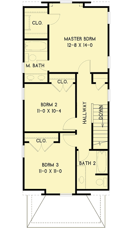 Plan 31566GF: Adorable Two-story House Plan for Narrow Lot - Floor Plan - 2nd Floor - Southern