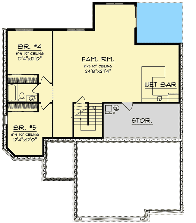 Plan 890123AH: 5-Bed Prairie-Ranch Home Plan - Floor Plan - Lower Level - Prairie, Ranch
