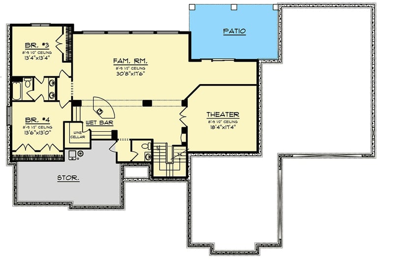 Plan 890130AH: Modern Prairie-Style House Plan with Loft Overlook and Finished Walkout Basement - Floor Plan - Lower Level - Northwest, Prairie, Ranch