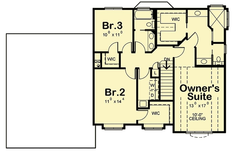 Plan 42613DB: Appealing Two-story Traditional House Plan with Pet Center near Mudroom - Floor Plan - 2nd Floor - Country, Traditional
