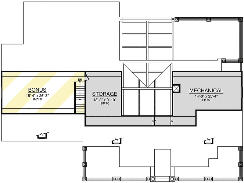 Plan 36582TX: 3-Bed Hill Country House Plan with Bonus Room above Garage - Floor Plan - 2nd Floor - Hill Country