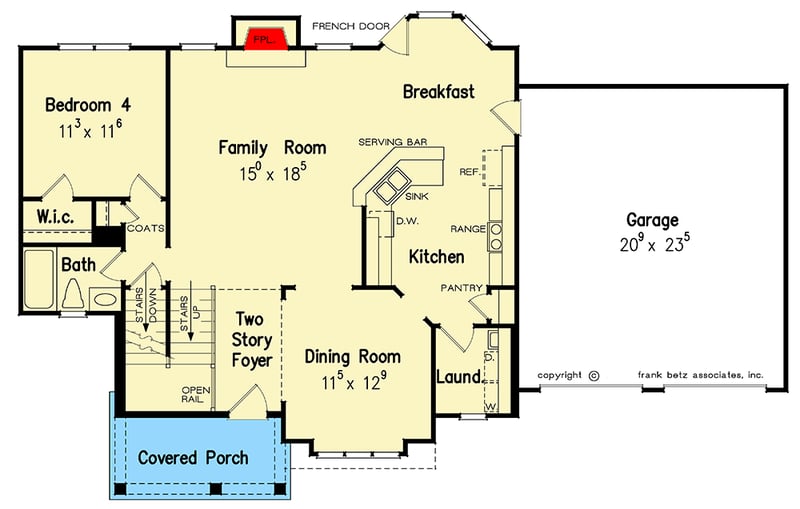 Plan 710323BTZ: Attractive 4-Bed House Plan with Clapboard Exterior and Front-Facing Garage - Floor Plan - Main Level - Southern, Traditional