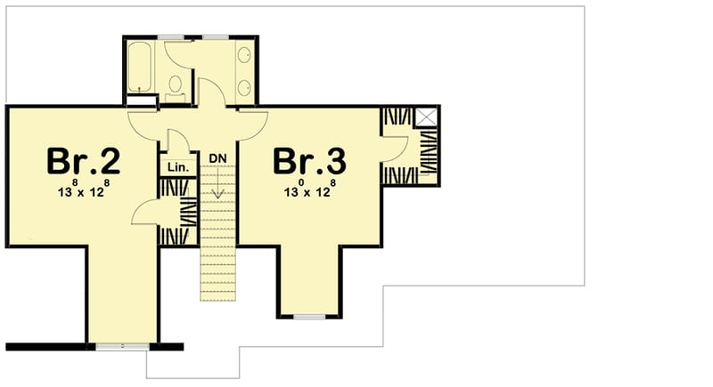 Plan 62803DJ: Three Bed Cozy House Plan with One-Car Garage - 1921 Sq Ft - Floor Plan - 2nd Floor - Traditional