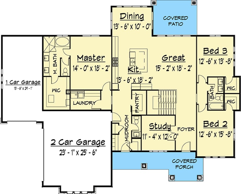 Plan 910010WHD: Exclusive 3-Bed Mountain Craftsman House Plan with Optional Finished Lower Level - Floor Plan - Main Level - Craftsman, Mountain, New American, Northwest, Rustic
