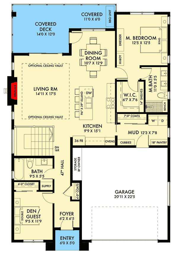 Plan 67759NWL: Efficient Ranch House Plan with Split Bedrooms - Floor Plan - Main Level - Northwest, Prairie, Ranch