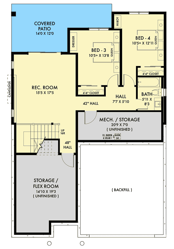 Plan 67759NWL: Efficient Ranch House Plan with Split Bedrooms - Floor Plan - Finished Walkout Basement - Northwest, Prairie, Ranch