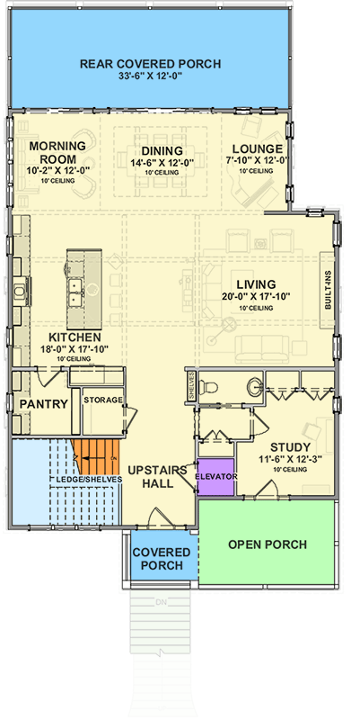 Plan 765019TWN: 4-Bed Low Country House Plan with Front and Back Double-Decker Porches - Floor Plan - 2nd Floor - Beach, Coastal, Low Country, Southern