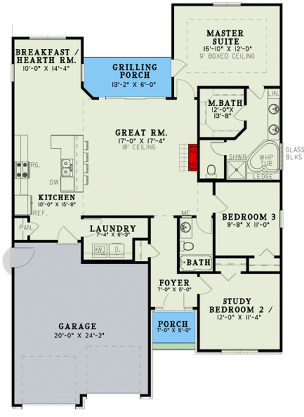 Plan 60713ND: Great Room-centric House Plan with Flex Study or Bedroom - Floor Plan - Main Level - Traditional