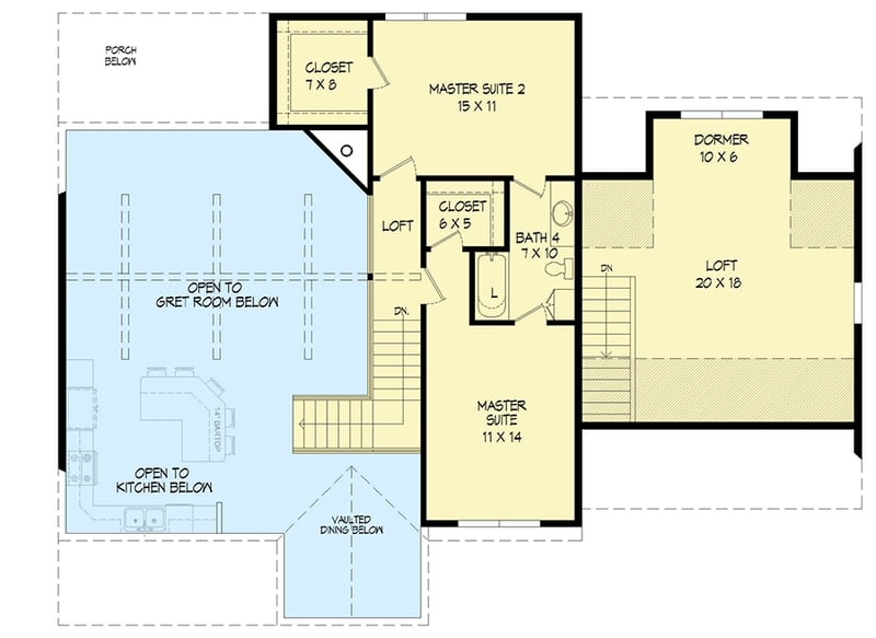 Plan 68643VR: Backwoods 3-Bed House Plan with Attached 1-Car Garage - Floor Plan - 2nd Floor - Cottage, Country, Traditional