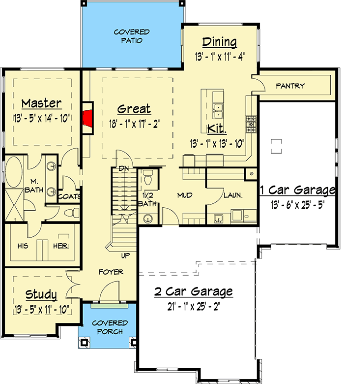 Plan 910013WHD: Exclusive Craftsman Home Plan with Two-Story Great Room - Floor Plan - Main Level - Craftsman, Northwest