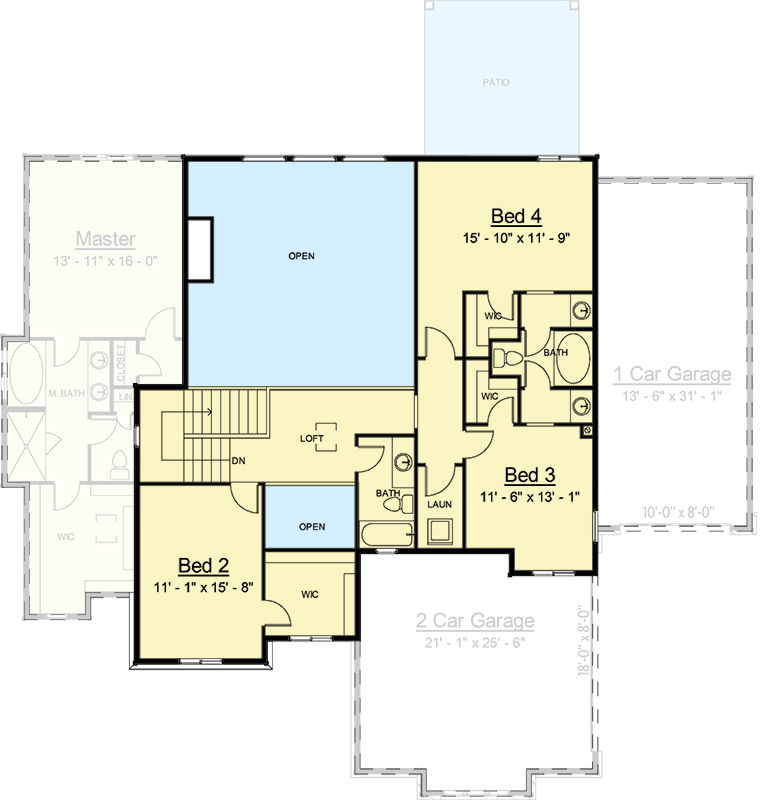 Plan 910016WHD: 3008 Square Foot New American House Plan with 2-Story Great Room and Expansion - Floor Plan - 2nd Floor - Craftsman, New American, Northwest, Traditional