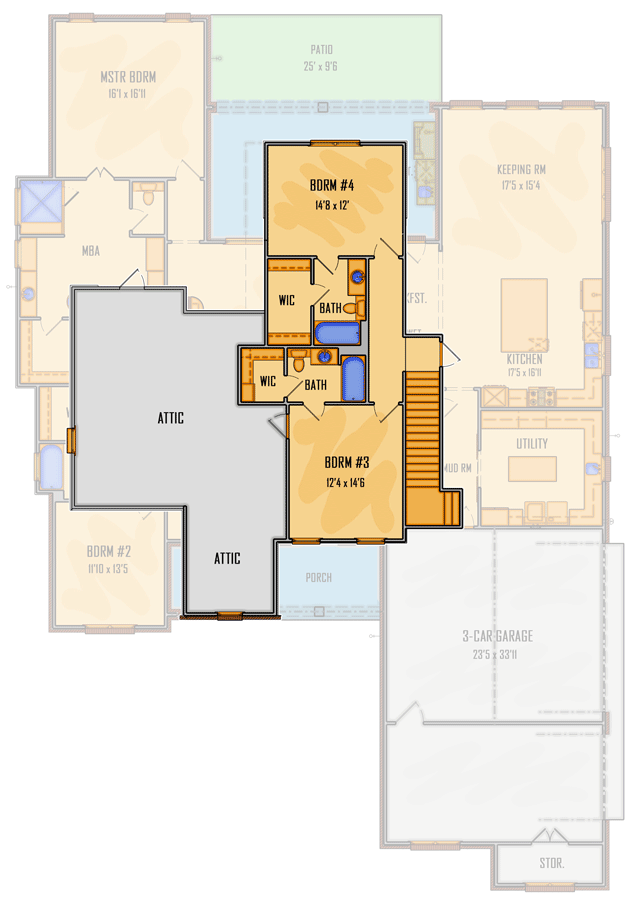 Plan 510130WDY: 4-Bed Southern Home Plan with Cabana Porch - Floor Plan - 2nd Floor - Acadian, Louisiana-Style, Southern, Traditional