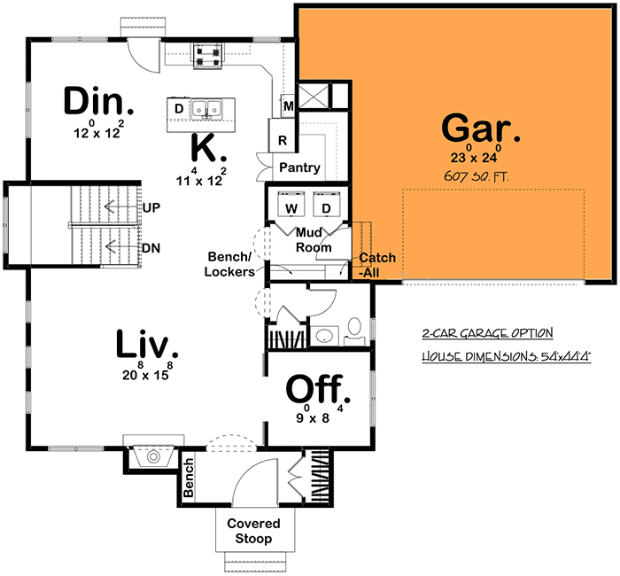 Plan 62823DJ: 3-Bed Cottage with Old-World Character and Modern Insides - Floor Plan - 2-Car Garage Option - Cottage, European