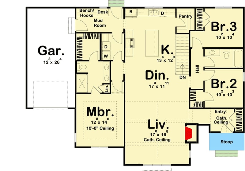 Plan 62826DJ: Old World Charm with a Split Bedroom Floor Plan - Floor Plan - Main Level - Cottage, European