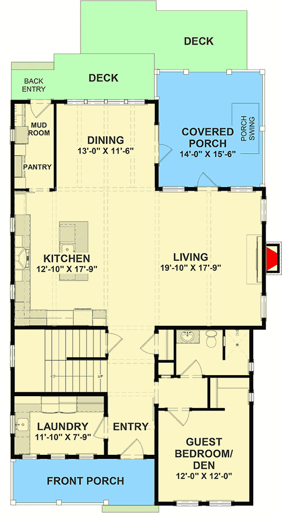 Plan 765022TWN: Beautiful Low Country Home Plan with Detached Garage - Floor Plan - Main Level - Country, Low Country, Southern, Vacation