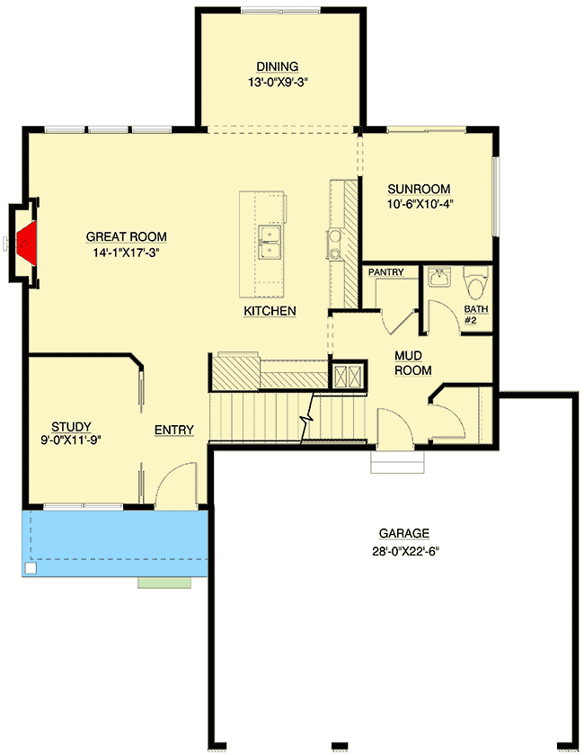 Plan 73479MRK: Exclusive Two-Story Home Plan with Optional Lower Level - Floor Plan - Main Level - New American, Traditional