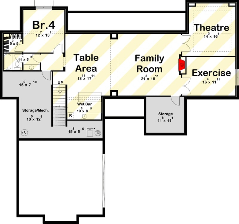 Plan 62834DJ: Modern Farmhouse Plan with Bonus and Lower Level Expansion - Floor Plan - Optional Lower Level Layout ($ Paid Option) - Craftsman, Farmhouse, Modern Farmhouse, New American