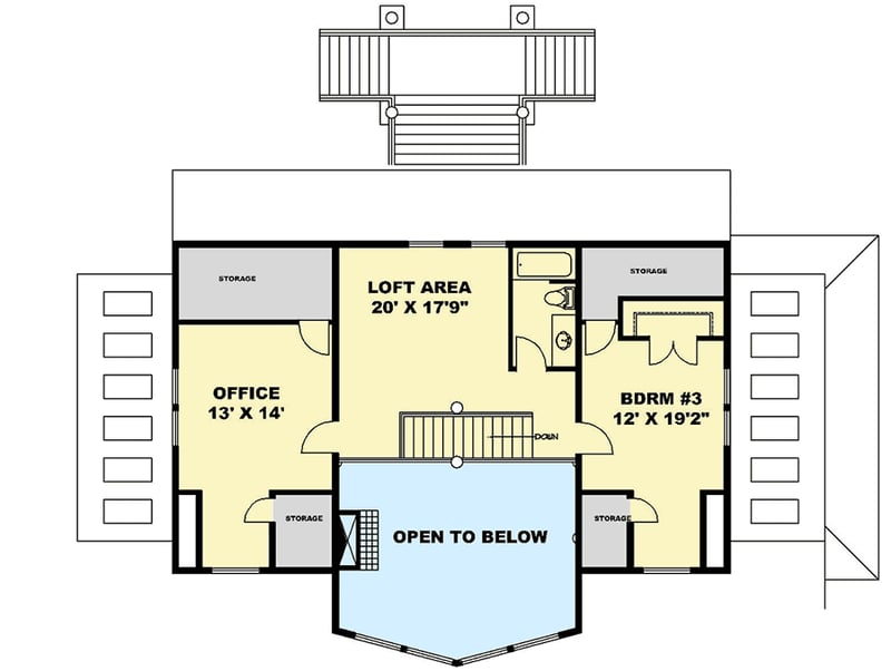 Plan 35583GH: 2-Bed Mountain Craftsman Plan with Ample Outdoor Space - Floor Plan - 2nd Floor - Cabin, Craftsman, Mountain, Vacation
