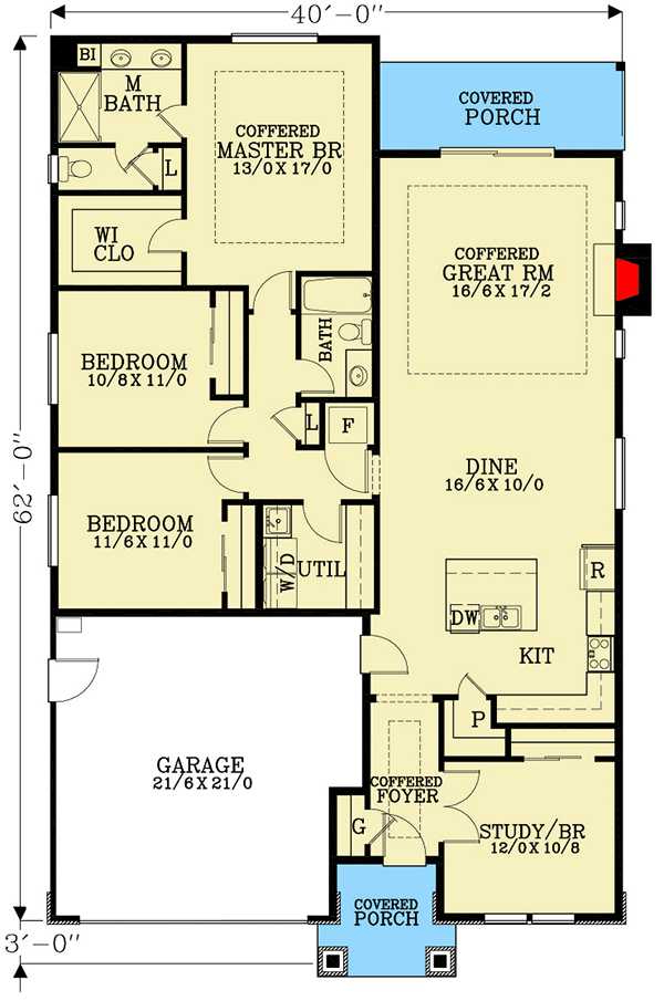 Plan 2897J: Classic Craftsman Home Plan with 3 or 4 Bedrooms - Floor Plan - Main Level - Craftsman, Mountain, Northwest